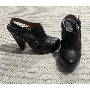 Frye Slingback Heels Flora Stitch Leather Shoes Women's Size 7 M Brown 73136